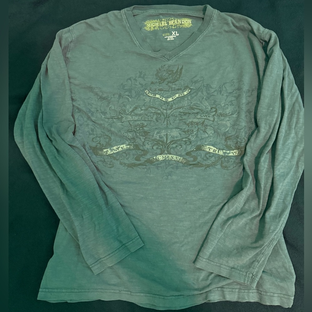 Michael Brandon Blue Long Sleeve Tee